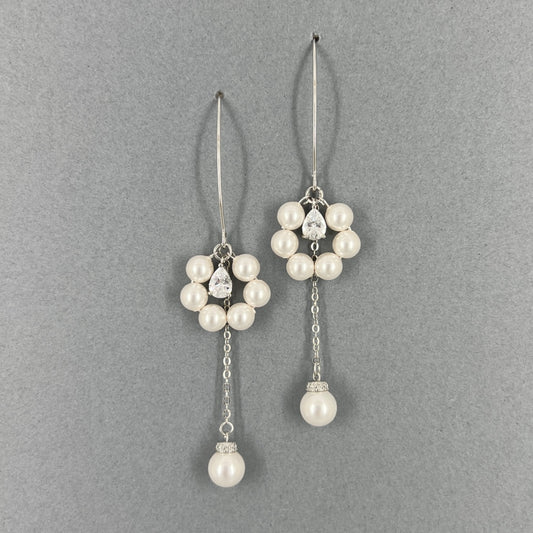 Alexa Flower Pearl Long Earrings