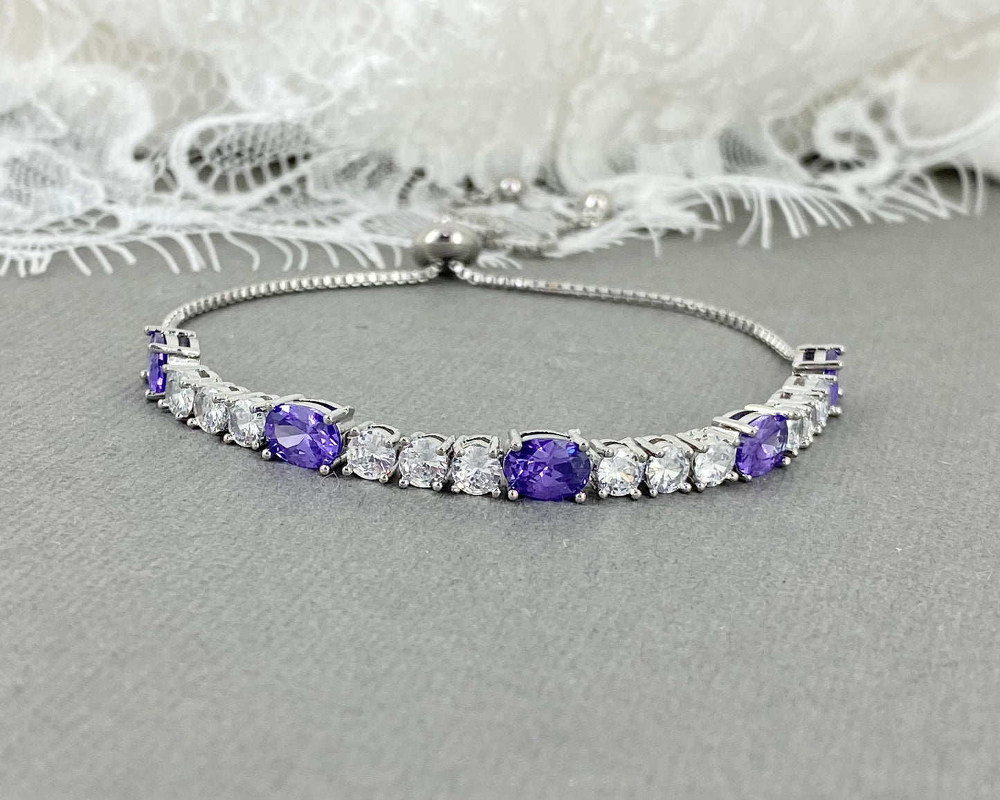 Heidi CZ Amethyst Purple Adjustable Bracelet