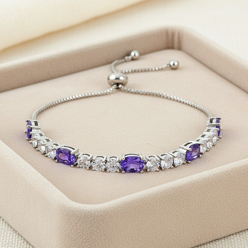 Crystal Amethyst Purple Adjustable Bracelet