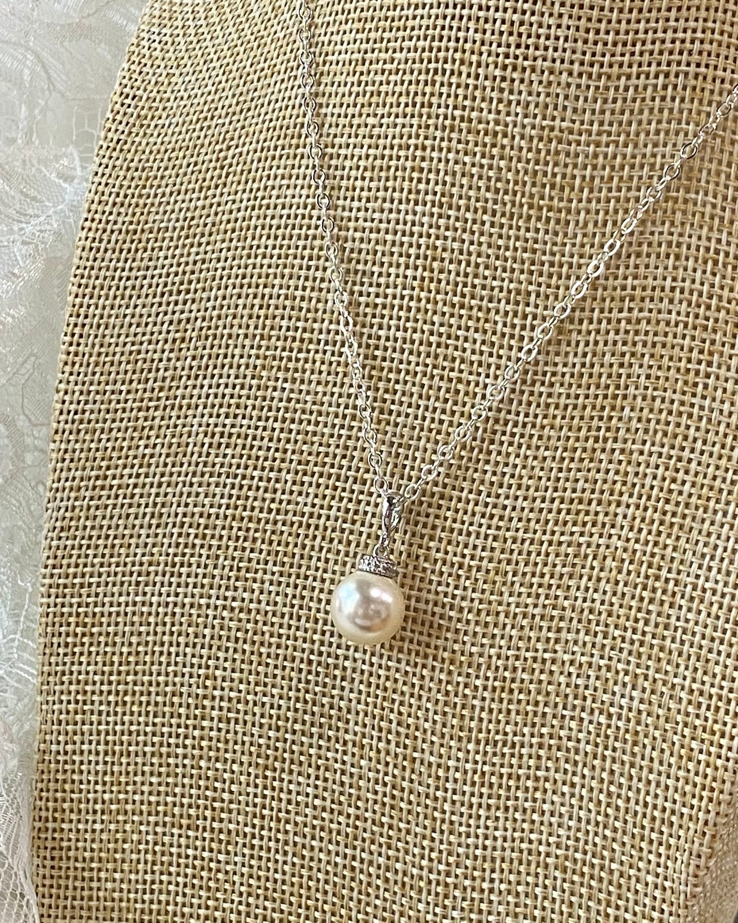 Wedding Bridal Cream Pearl Necklace and Stud Earrings Set