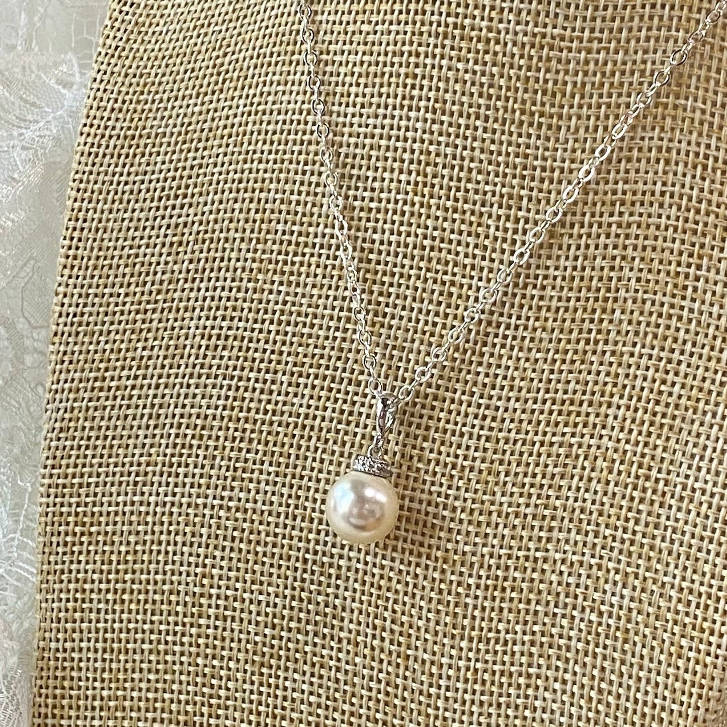 Wedding Bridal Cream Pearl Necklace and Stud Earrings Set