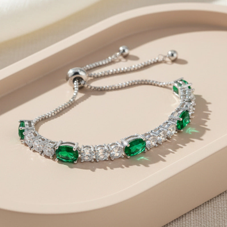 Crystal Emerald Green Adjustable Bracelet