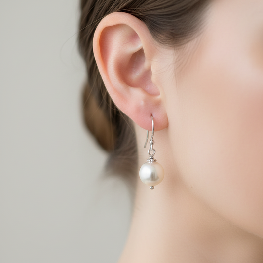 Wedding Bridal Bridesmiads 10mm Pearl Drop Earrings