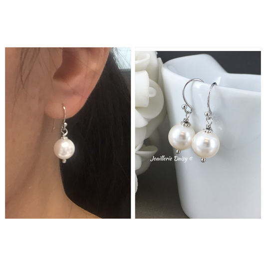 Wedding Bridal Bridesmiads 10mm Pearl Drop Earrings
