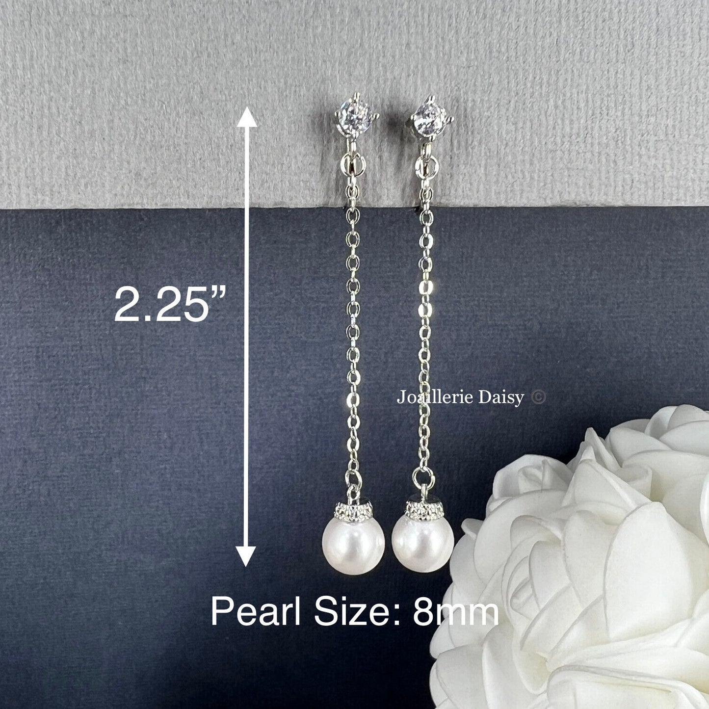 Macaylah White Gold Plated Linear Pearl Clip-on Earrings