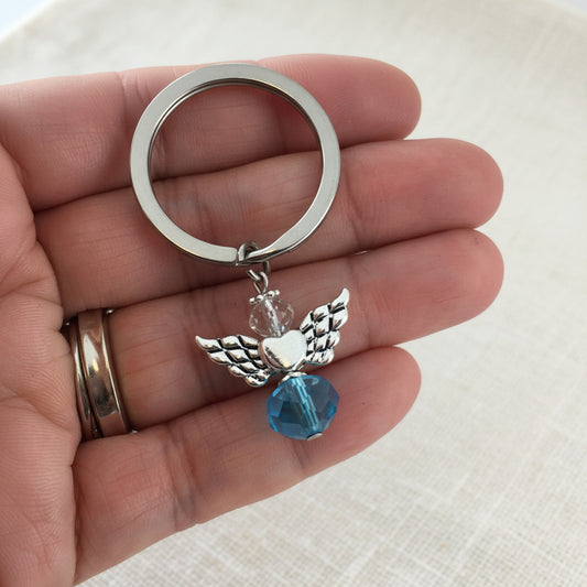 Angel Key Chain Baby Blue Crystal Religious Baptisms Confirmations Gifts and Wedding Favors