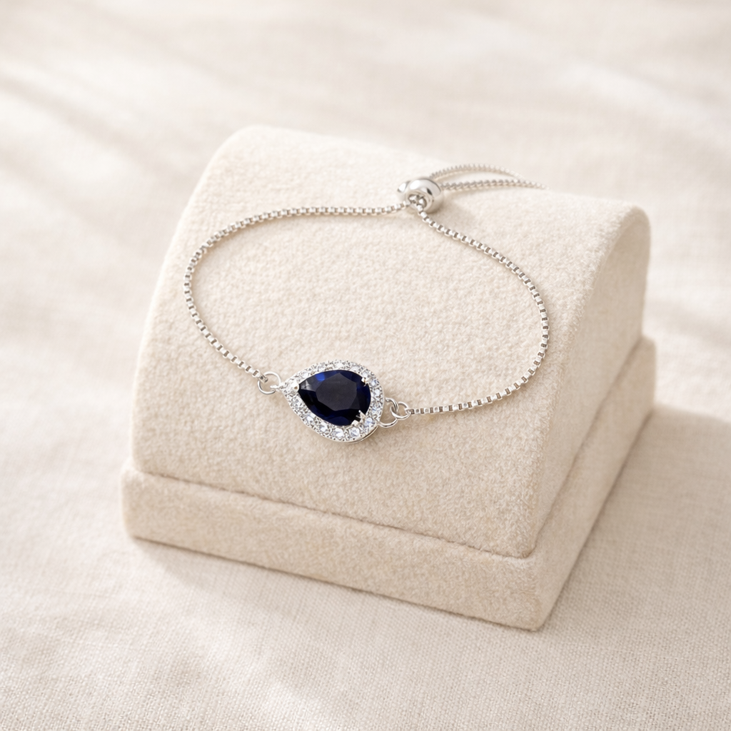 Bracelet réglable Caitlyn CZ feuille et perle