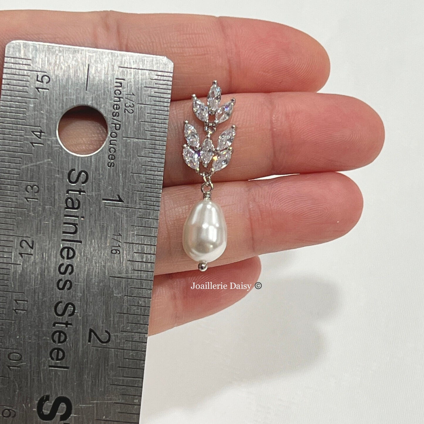 Wedding Bridal Bridesmiads CZ Floral Pear Drop Earrings