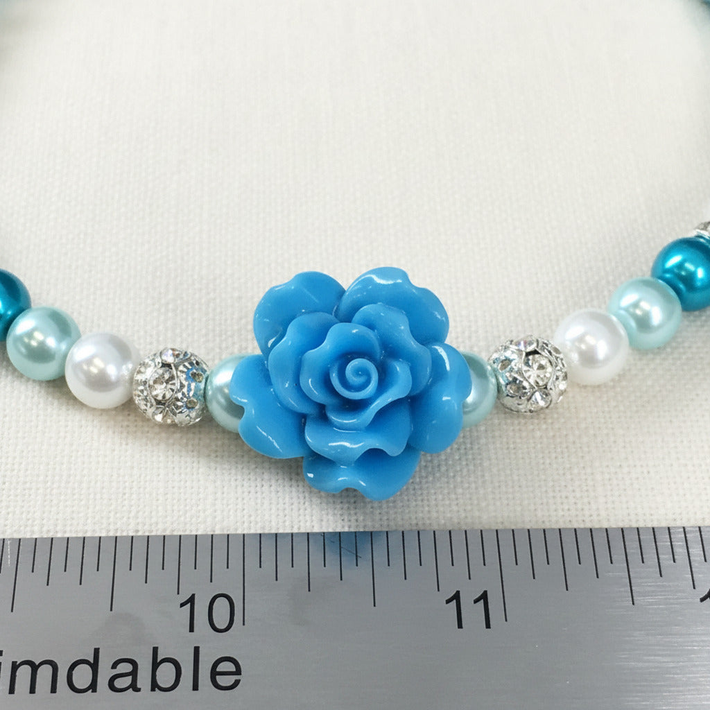 Ocean Inspired Shades of Blue Resin Flower Necklace Bracelet Earrings