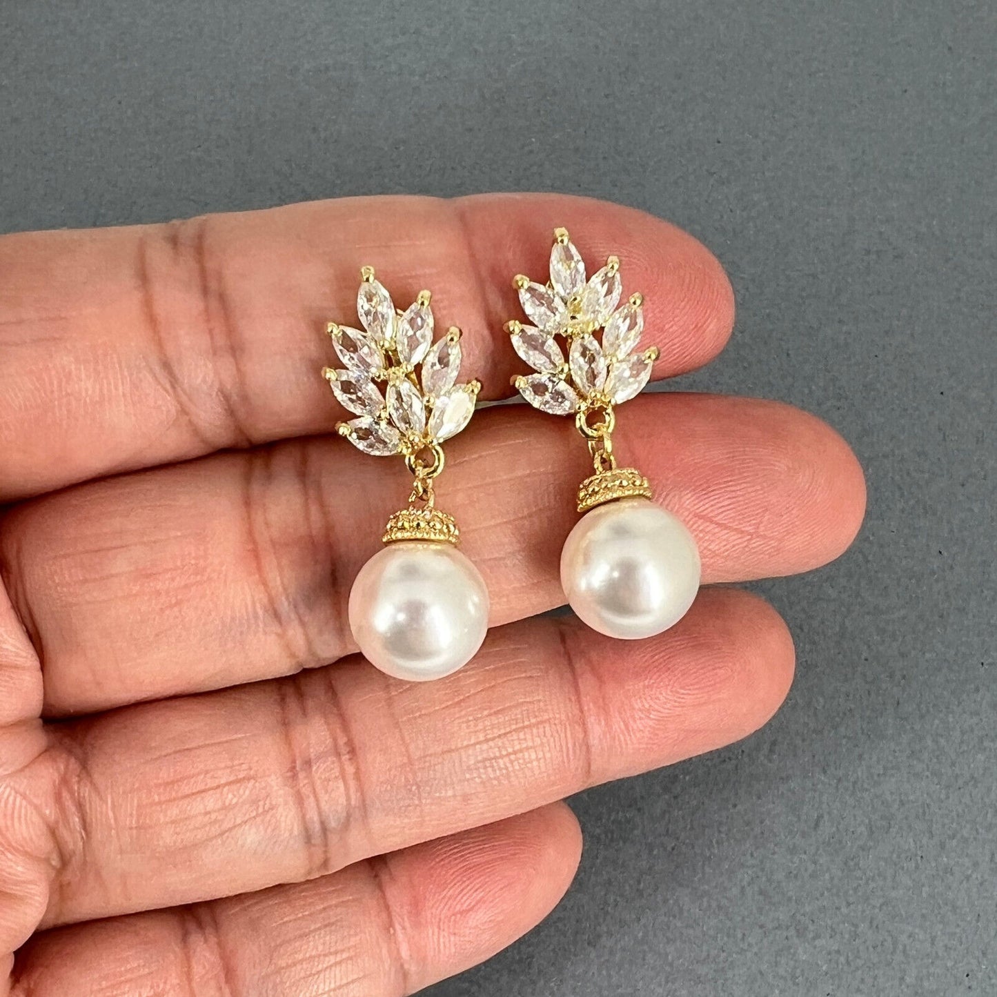 Madeline Marquise Pearl Dangle Clip-on Earrings