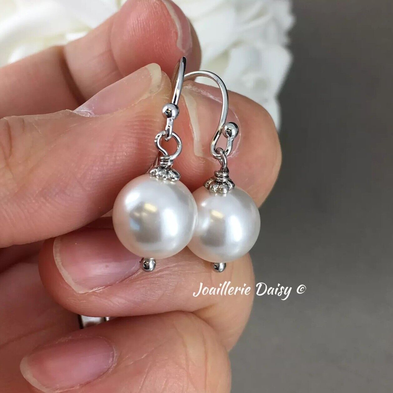 Wedding Bridal Bridesmiads 10mm Pearl Drop Earrings
