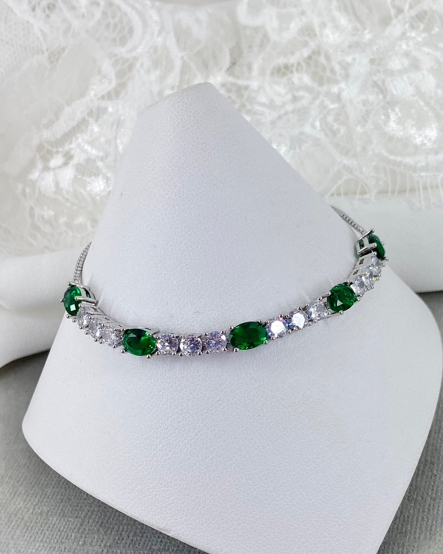 Hannah CZ Emerald Green Adjustable Bracelet