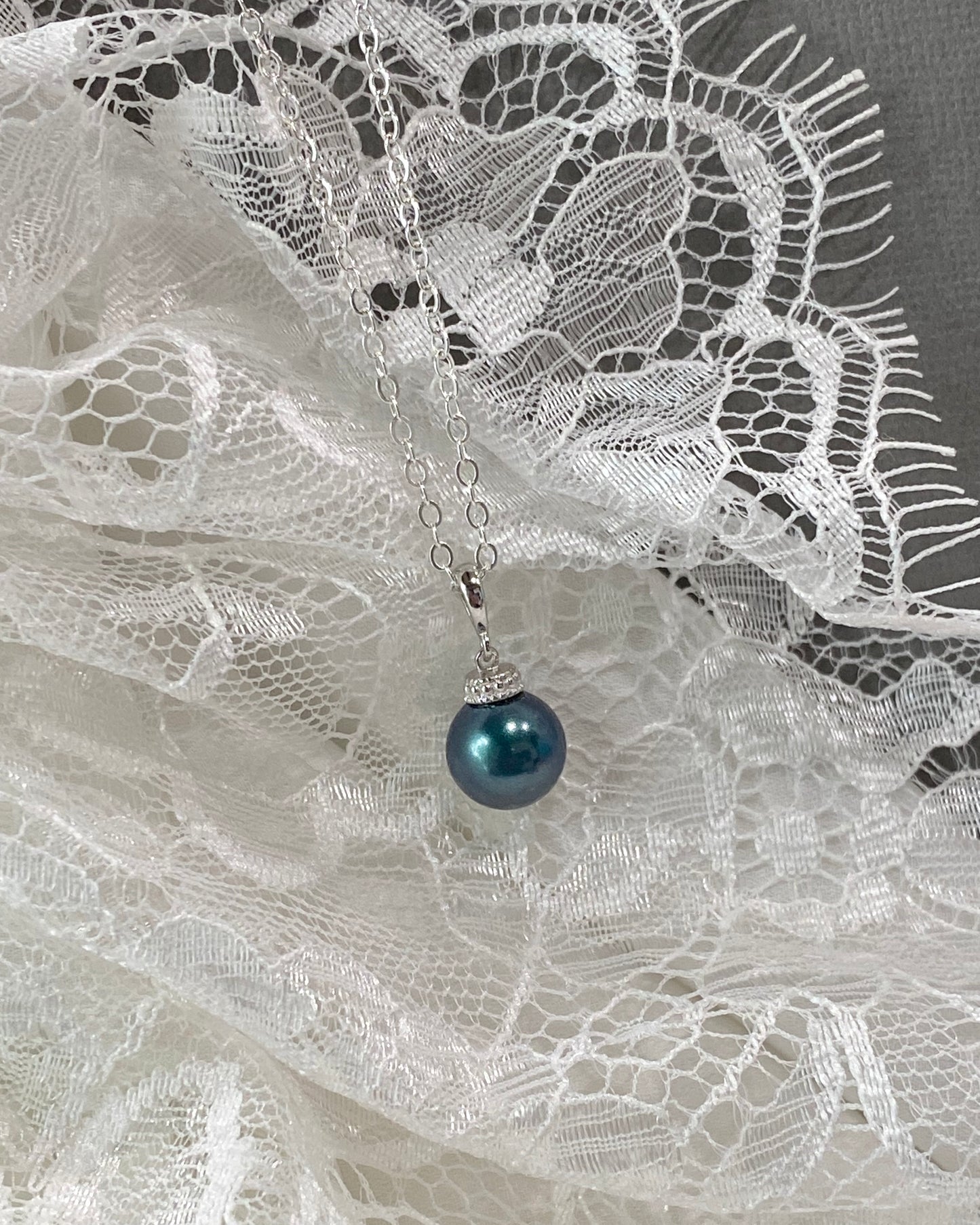 Wedding Bridal Teal Pearl Necklace and Earrings Set