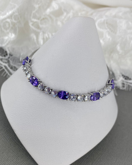 Wedding CZ Amethyst Purple Adjustable Bracelet