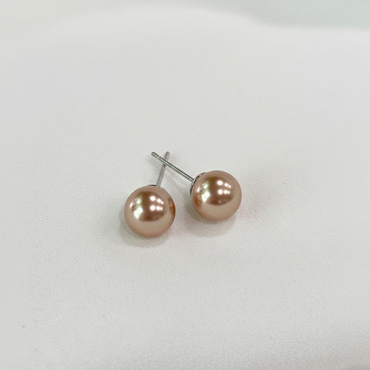 Lauren 2pcs CZ ensemble collier de perles et boucles d'oreilles à tige en or rose