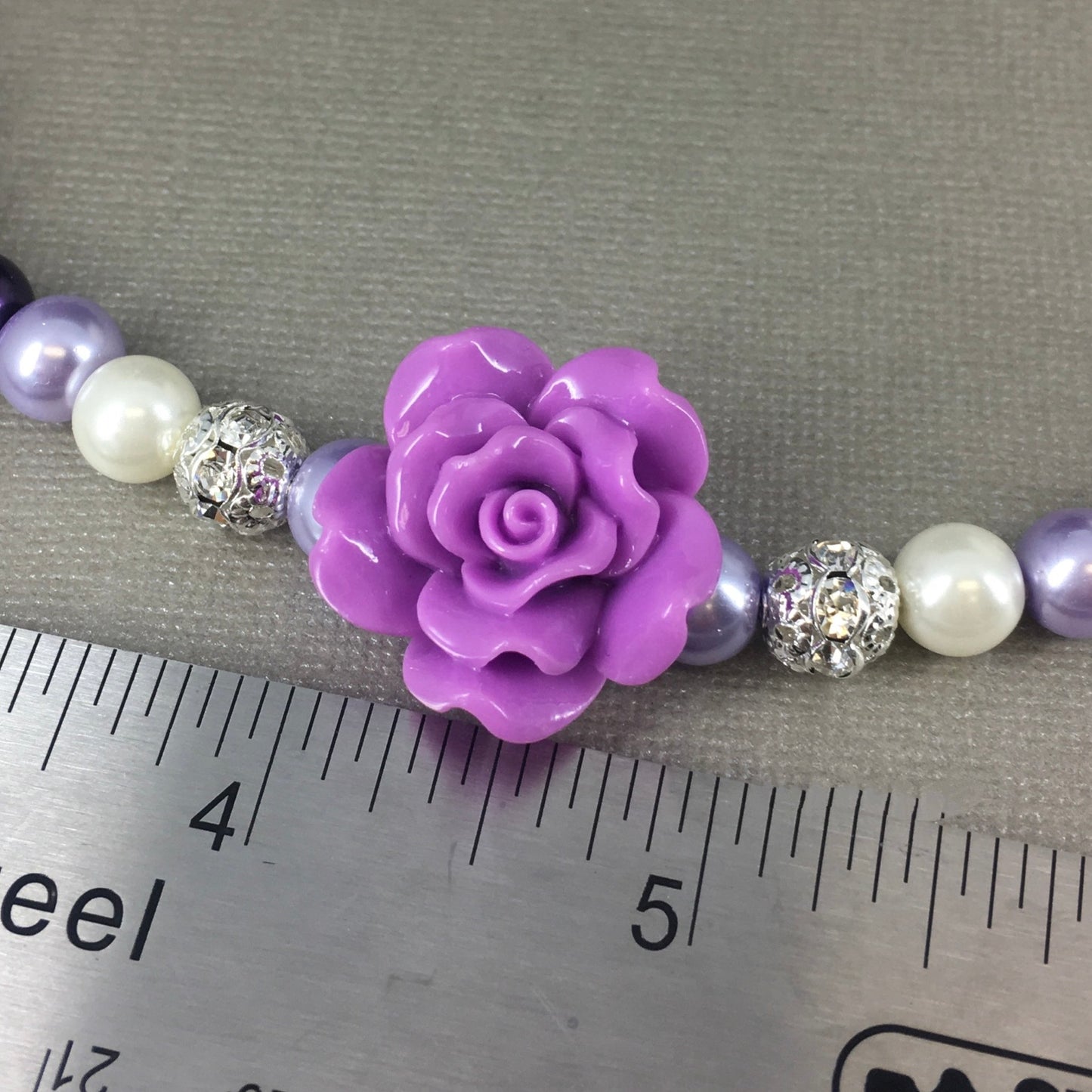 Shades of Purple Pearl with Lavender Rose Necklace Bracelet Earrings