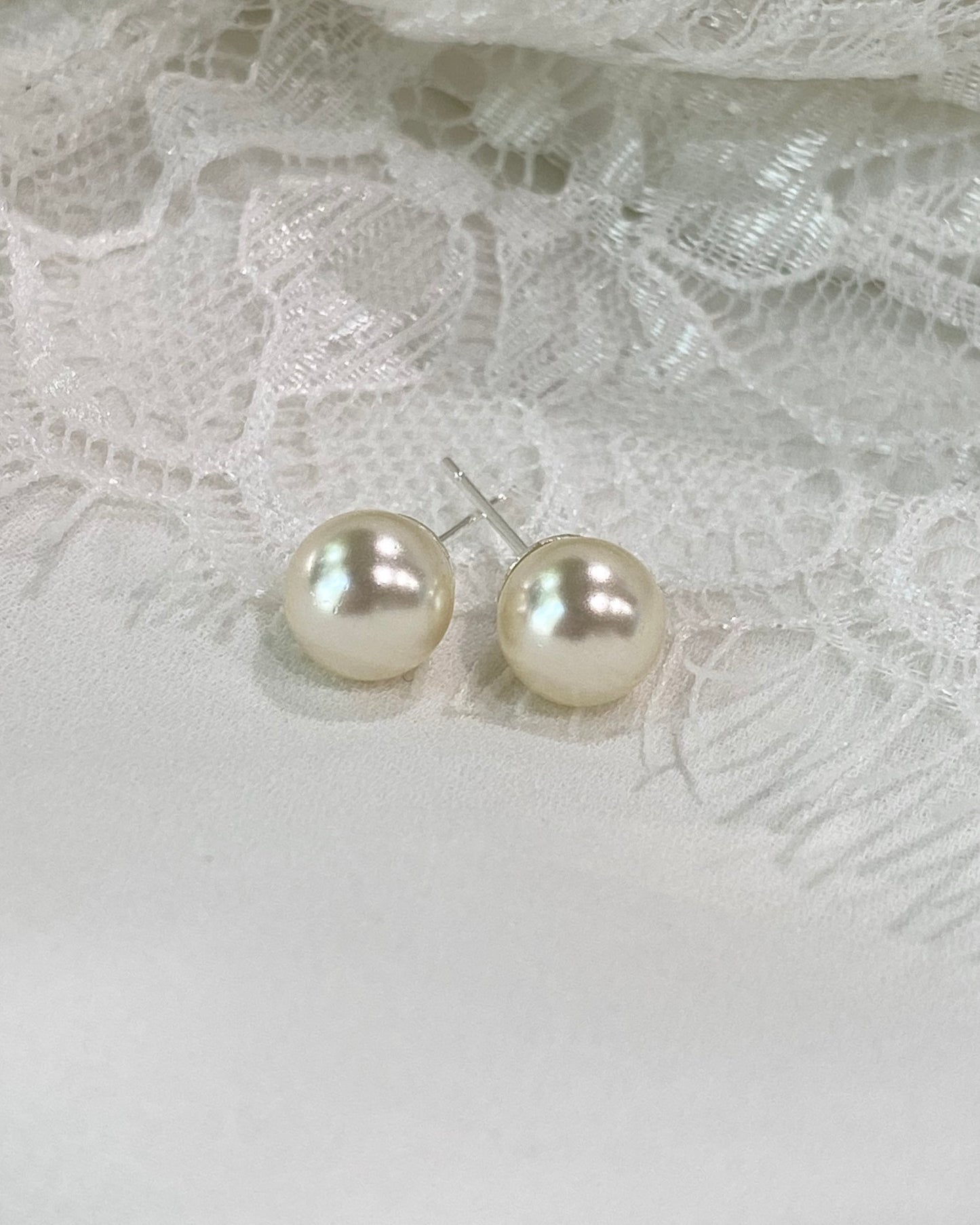 Wedding Bridal Cream Pearl Necklace and Stud Earrings Set