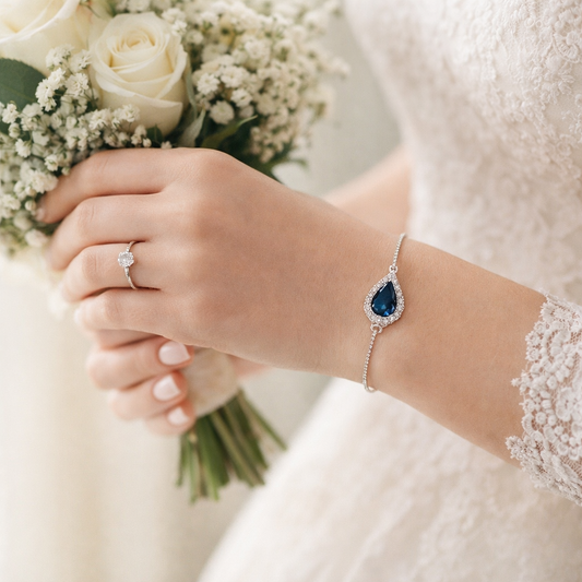 Bracelet réglable Caitlyn CZ feuille et perle