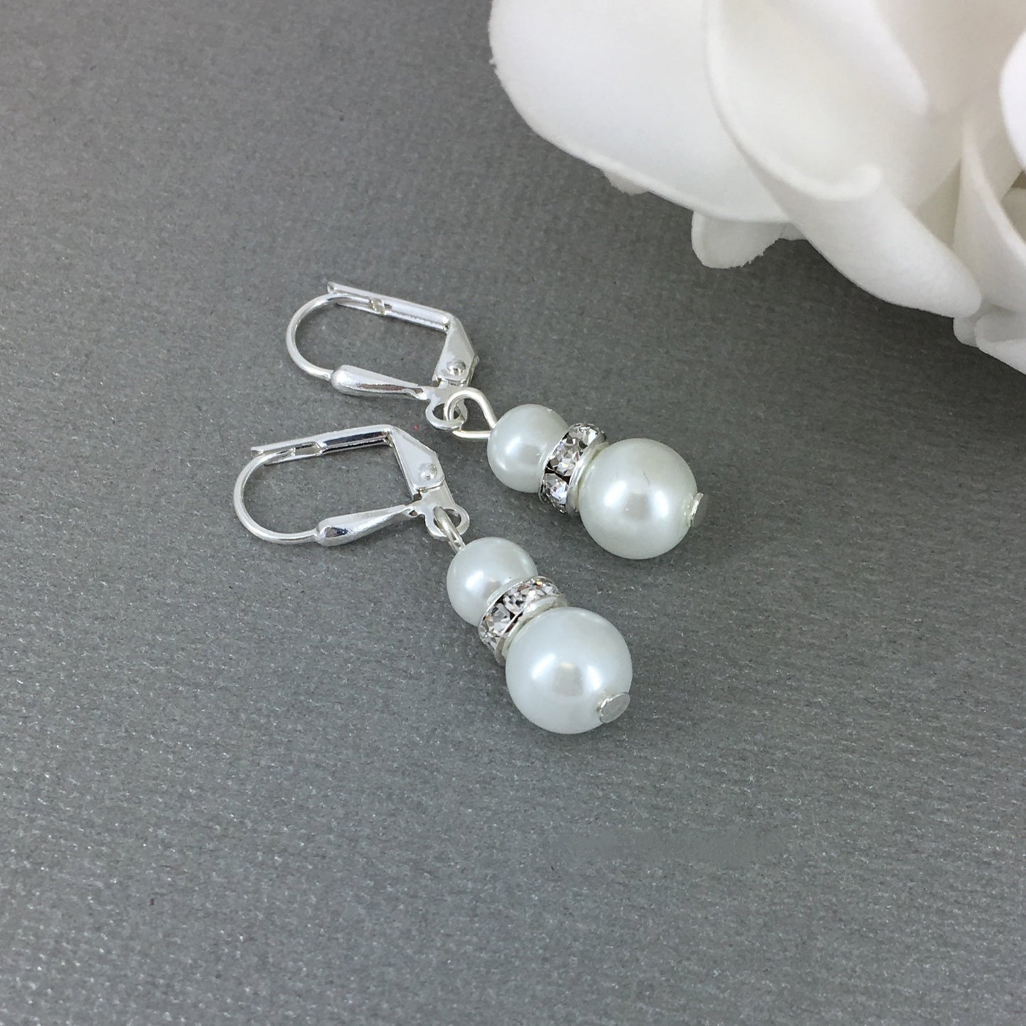 Red Rose Pearl Necklace Bracelet Earrings