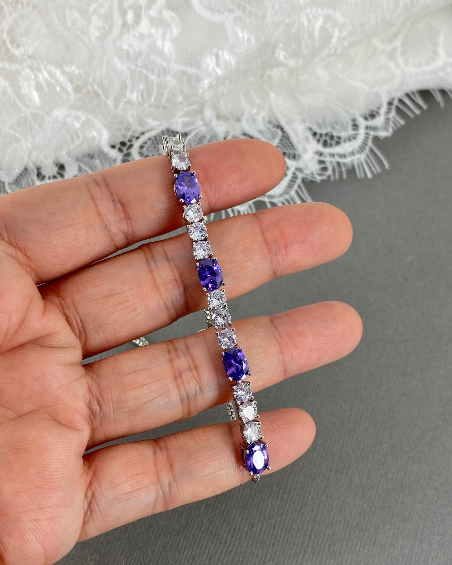 Heidi CZ Amethyst Purple Adjustable Bracelet