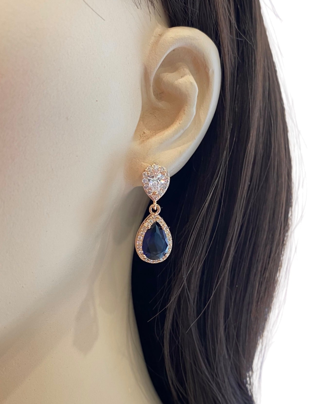 Logan 2pcs CZ Sapphire Blue Necklace and Earrings Set