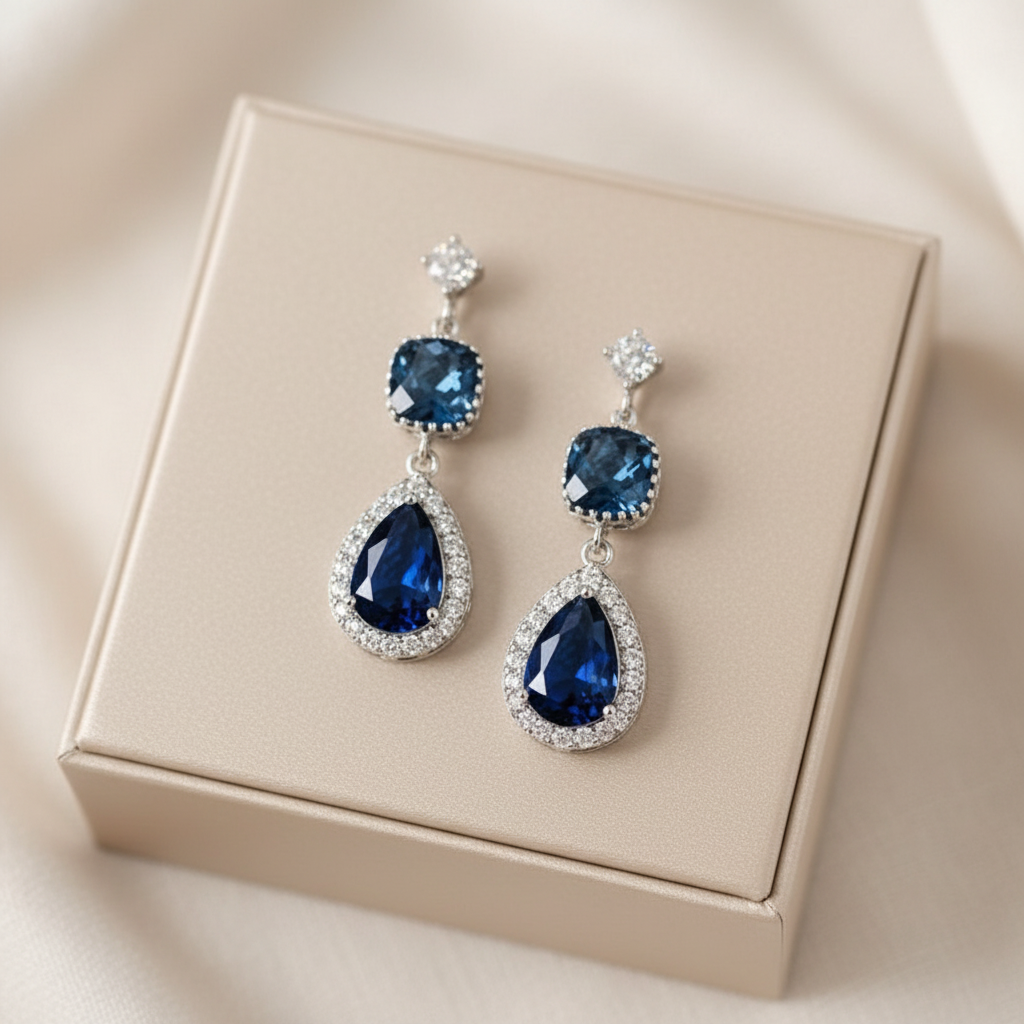 Boucles d'oreilles longues à clips Myelle CZ Marquise