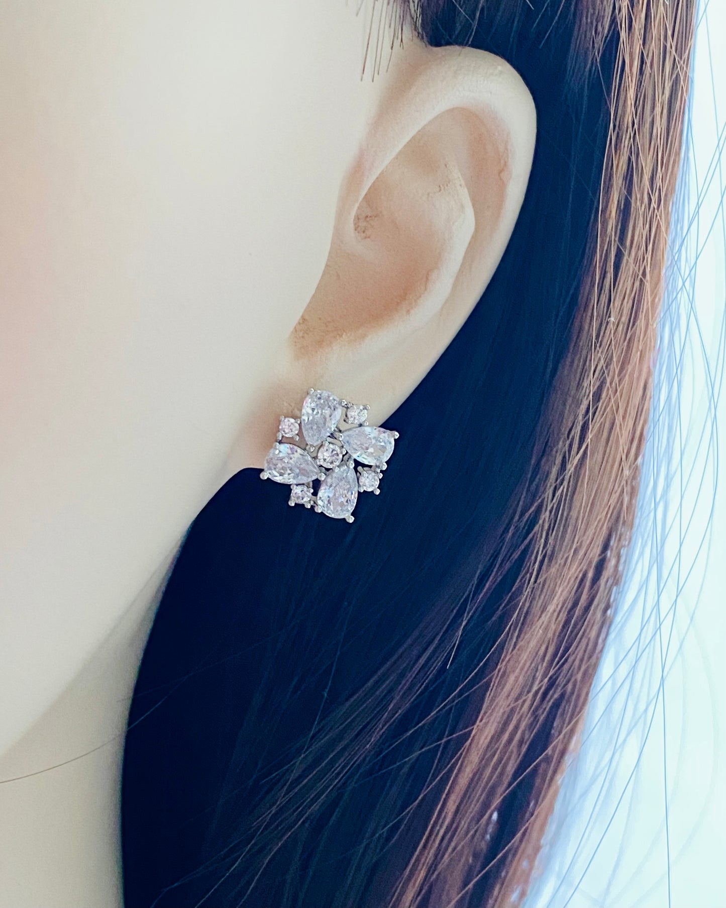 Wedding Bridal Cubic Square Stud Earrings