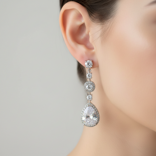 Wedding Bridal Bridesmaids Clip-on Statement Cubic Earrings