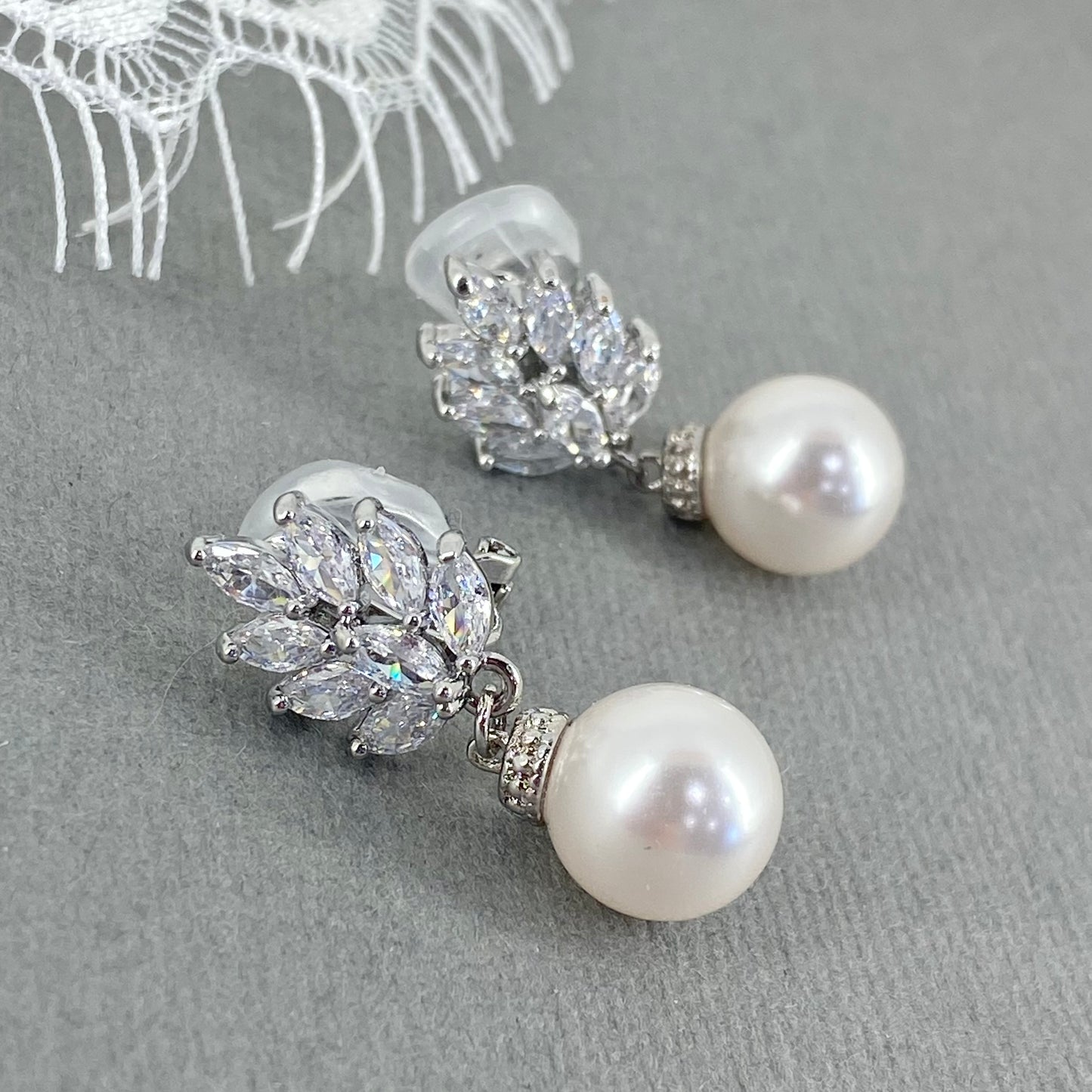 Madeline Marquise Pearl Dangle Clip-on Earrings