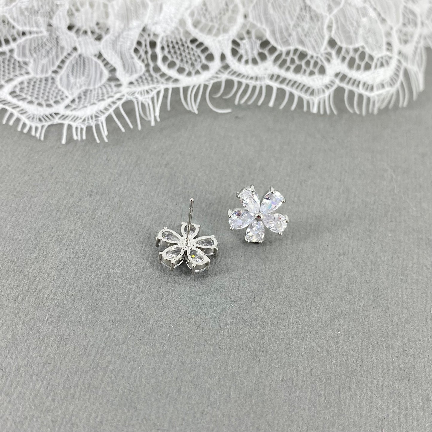Kaia CZ Small Flower Stud Earrings