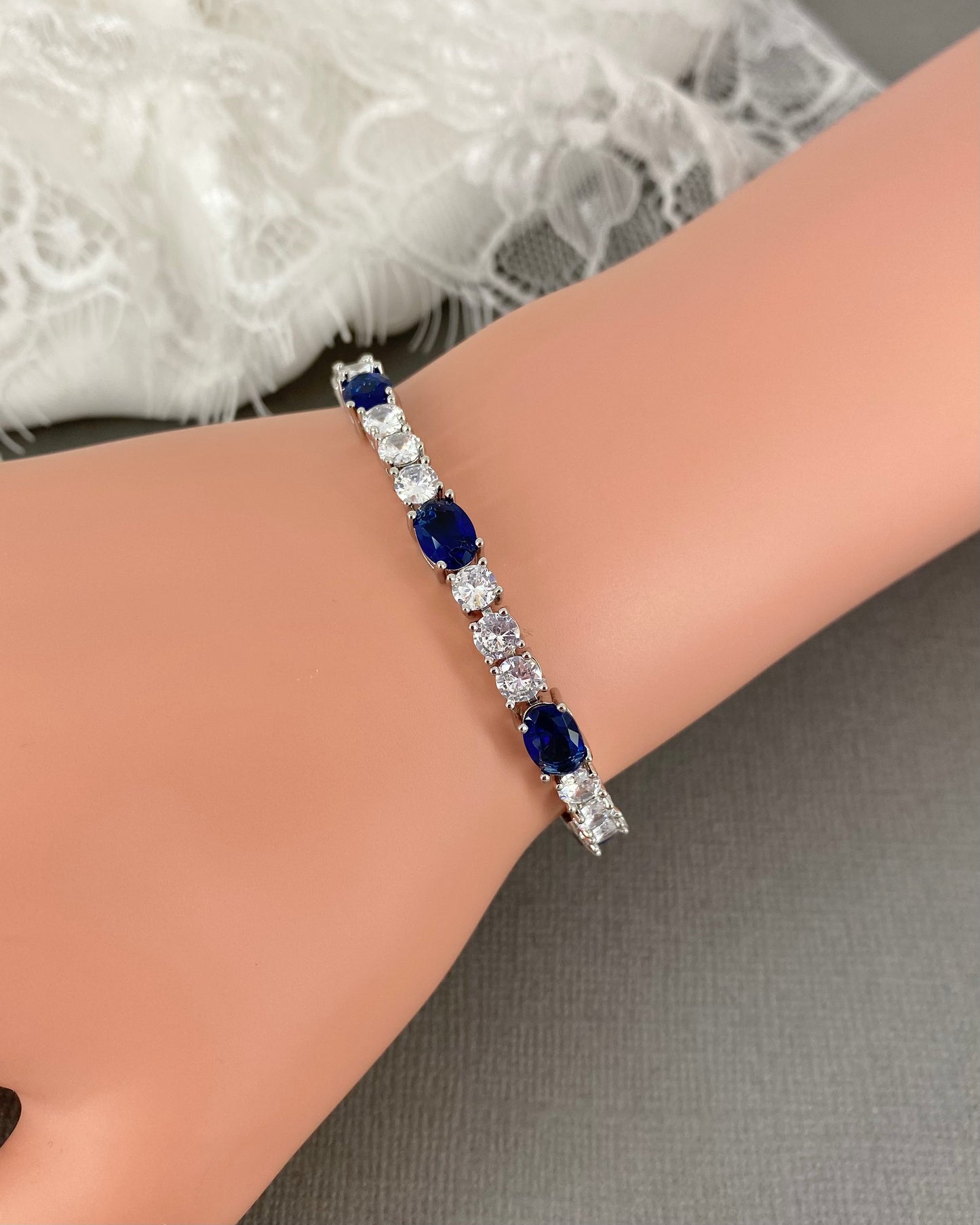Havana CZ Sapphire Blue Adjustable Bracelet