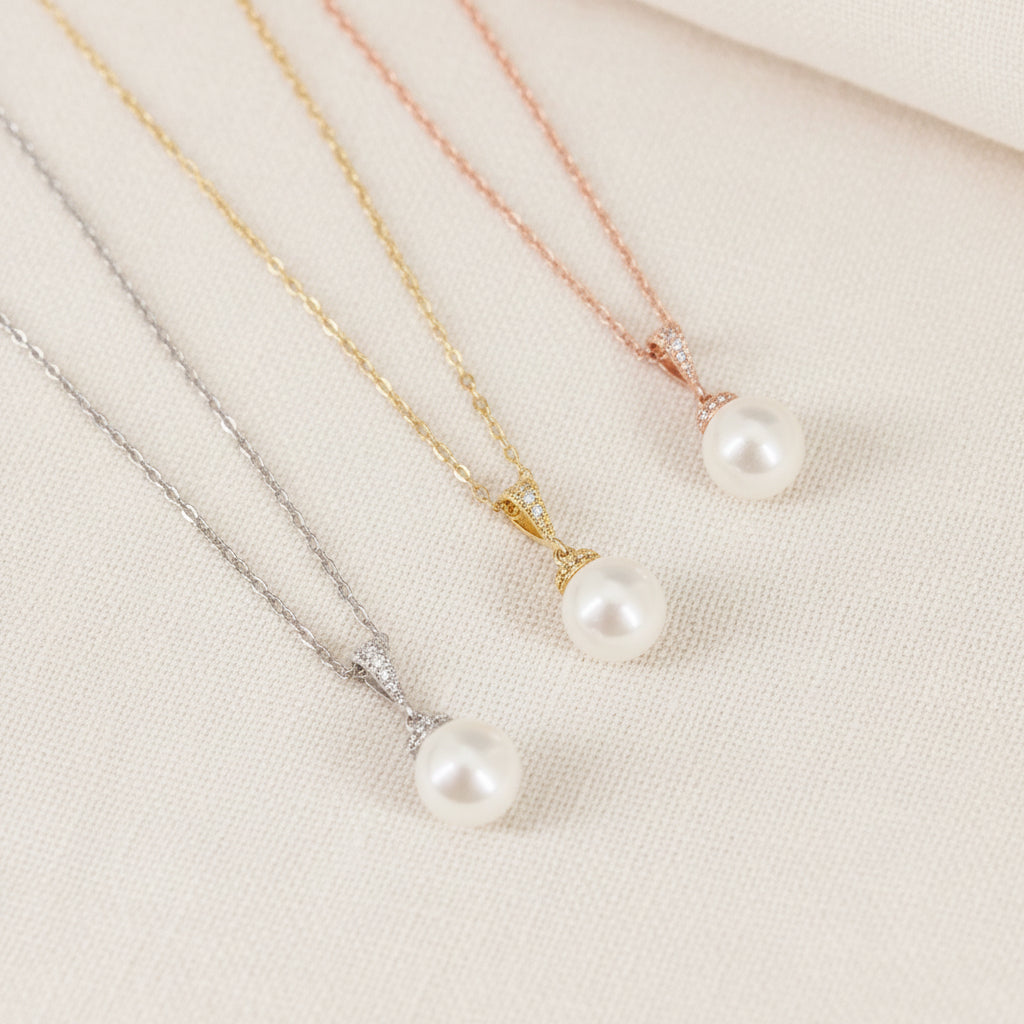 Collier de perles en cristal blanc autrichien progressif Joslyn