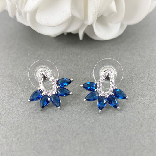 Wedding Bridal Something Blue CZ Stud Earrings