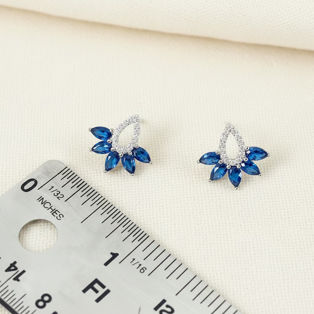 Wedding Bridal Something Blue CZ Stud Earrings