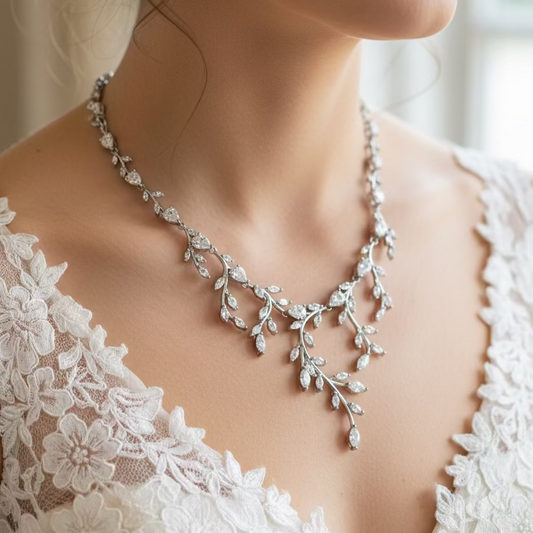Bridal Leaf Style Necklace and Earrings Set