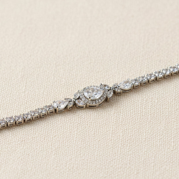 Wedding Bridal Cubic Teardrop Tennis Bracelet