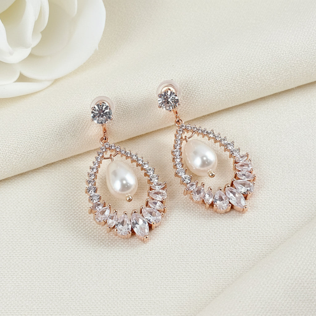 Wedding CZ Pearl Clip-on Earrings