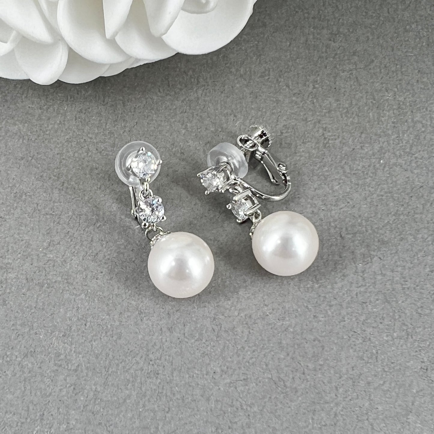 Madiha 10mm Pearl Dangle Clip-on Earrings