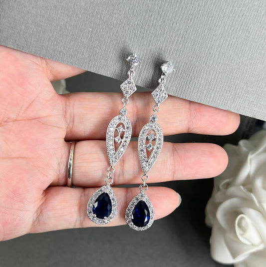 Wedding Bridal Vintage Style Something Blue Clip-on Earrings