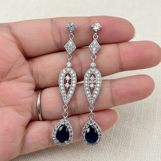 Wedding Bridal Vintage Style Something Blue Clip-on Earrings