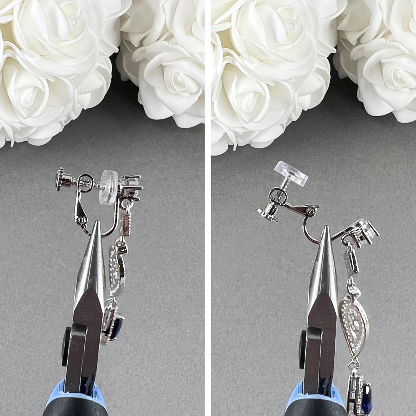 Wedding Bridal Vintage Style Something Blue Clip-on Earrings