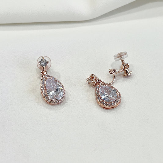Bridal Small Teardrop Clip-on Earrings