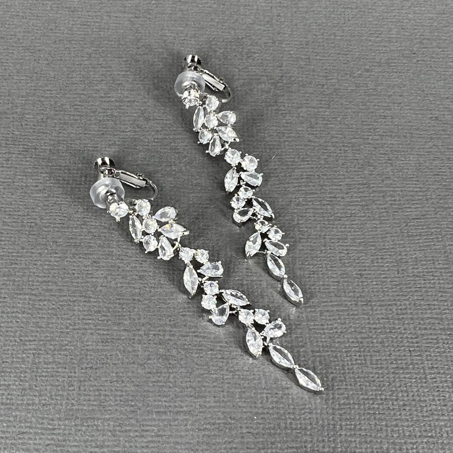 Myelle CZ Marquise Long Clip-on Earrings