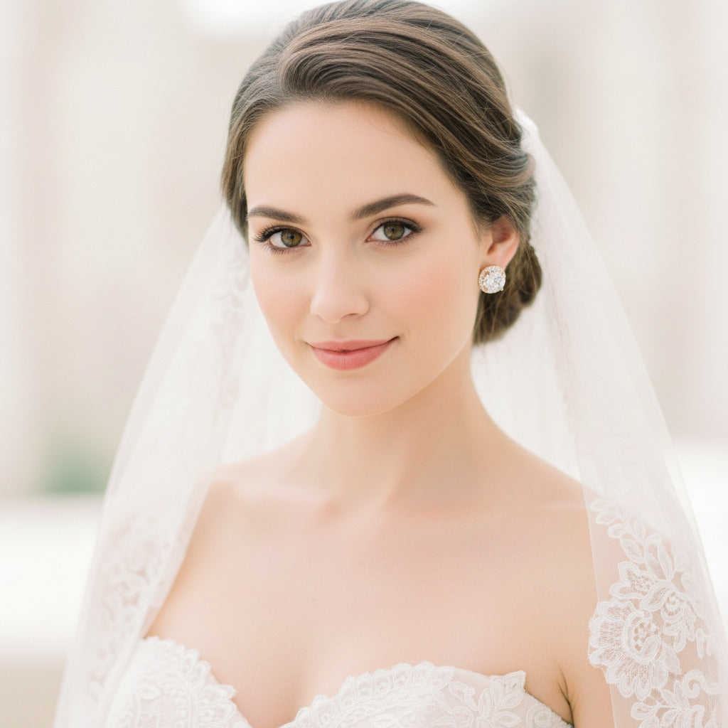 Wedding Bridal Bridesmaids 10mm Round Clip-on Cubic Earrings