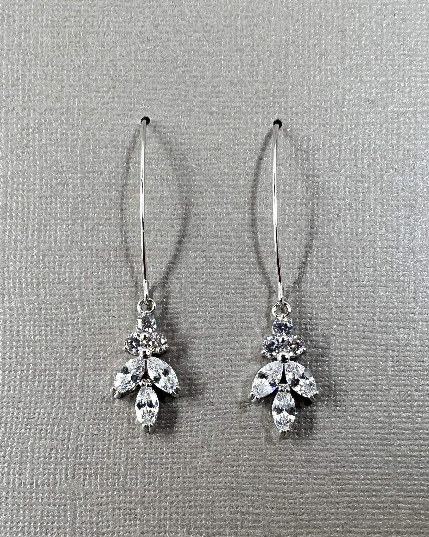 Wedding Bridal Cubic Dangle Leaf Earrings