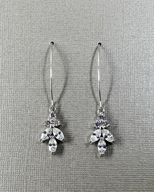 Wedding Bridal Cubic Dangle Leaf Earrings