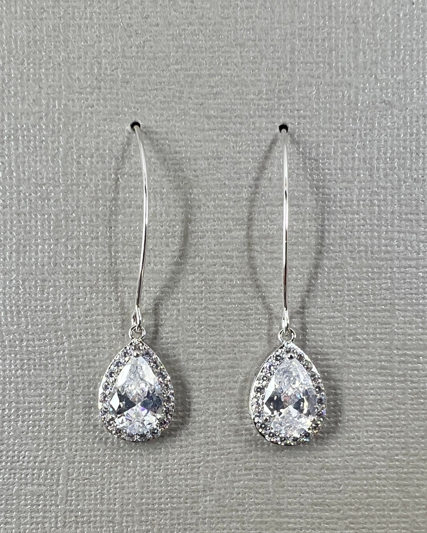 Wedding Bridal Cubic Dangle Teardrop Earrings