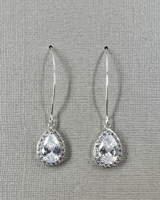 Wedding Bridal Cubic Dangle Teardrop Earrings