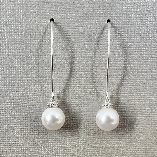 Wedding Bridal Bridesmaids Dangle Pearl Earrings