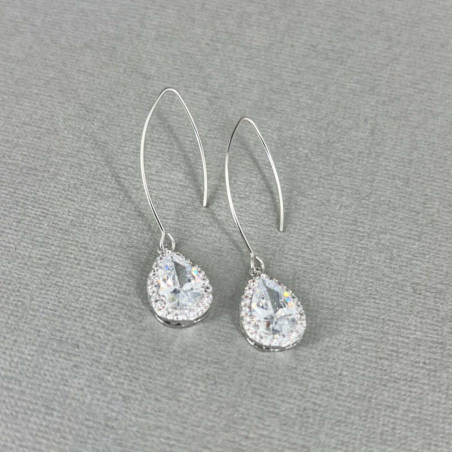 Wedding Bridal Cubic Dangle Teardrop Earrings